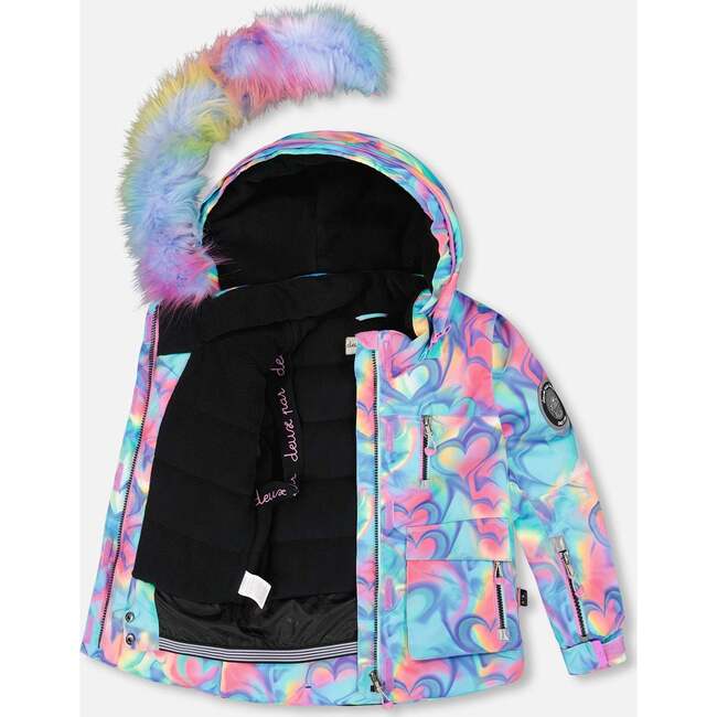 Two-Piece Play Snowsuit with Multicolor Print Jacket, Black - Snowsuits - 3