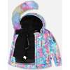 Two-Piece Play Snowsuit with Multicolor Print Jacket, Black - Snowsuits - 3
