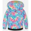Two-Piece Play Snowsuit with Multicolor Print Jacket, Black - Snowsuits - 4