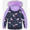 Two-Piece Play Snowsuit with Printed Colorblocked Jacket, Lavender - Snowsuits - 4