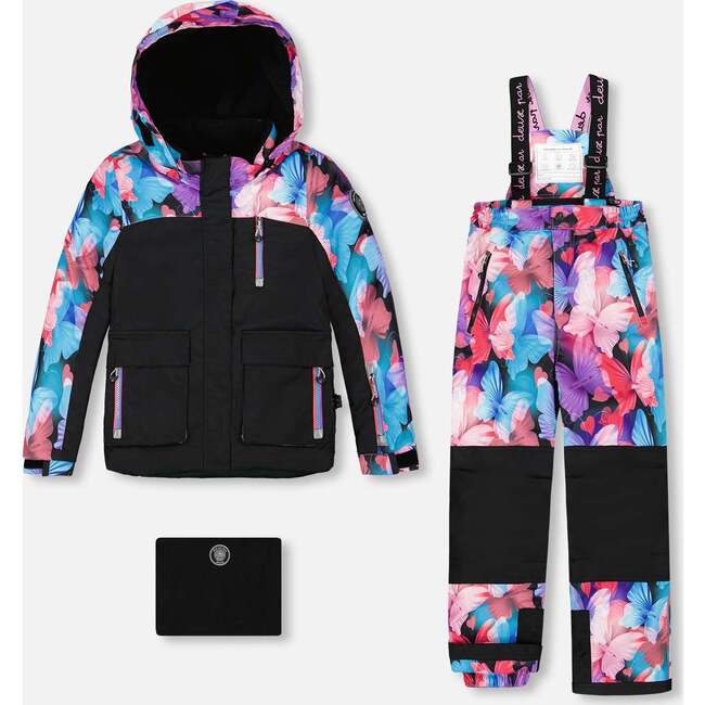 Two-Piece Play Snowsuit, Black Butterfly Print