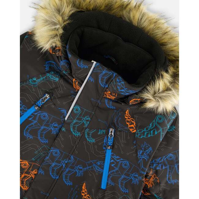 Two-Piece Play Snowsuit with Printed Jacket, Blue - Snowsuits - 5
