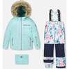 Two-Piece Play Snowsuit, Blue Flower Print - Snowsuits - 1 - thumbnail