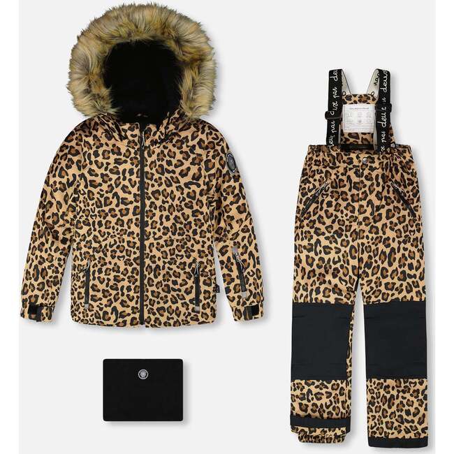 Two-Piece Play Snowsuit, Beige Leopard