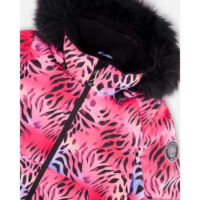 Two-Piece Play Snowsuit with Multicolor Print Jacket and Solid Pant, Black - Snowsuits - 5