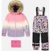 Two-Piece Play Snowsuit, Black Retro Flower Print - Snowsuits - 1 - thumbnail