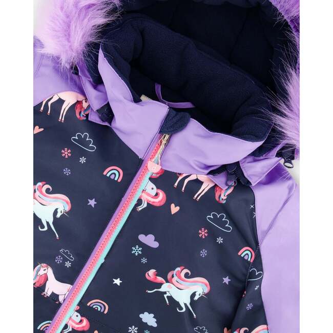 Two-Piece Play Snowsuit with Printed Colorblocked Jacket, Lavender - Snowsuits - 5