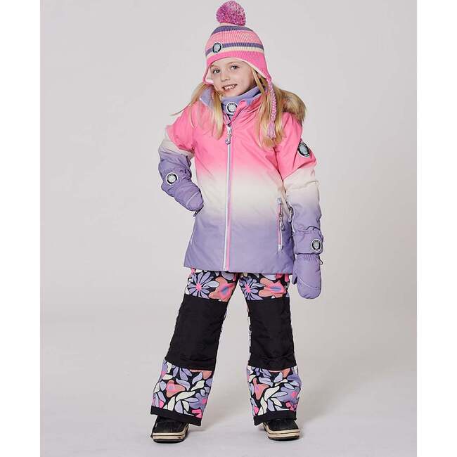 Two-Piece Play Snowsuit, Black Retro Flower Print - Snowsuits - 2