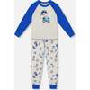 Two-Piece Organic Cotton Pajama Set, Beige Monkey Print - Pajamas - 1 - thumbnail