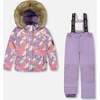 Two-Piece Discover Snowsuit with Printed Jacket, Purple Gray - Snowsuits - 1 - thumbnail