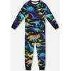Two-Piece Organic Cotton Pajama Set, Black Dinosaur Print - Pajamas - 1 - thumbnail