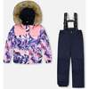 Two-Piece Discover Snowsuit with Printed Jacket, Navy Blue - Snowsuits - 1 - thumbnail