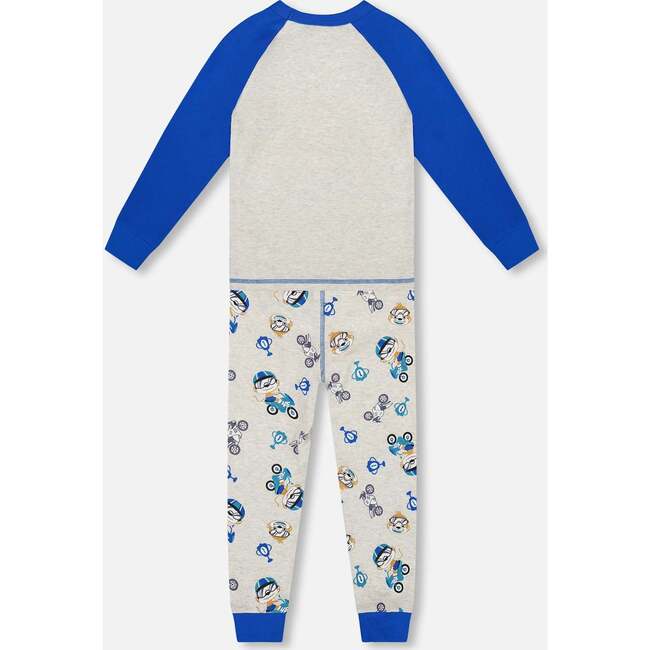 Two-Piece Organic Cotton Pajama Set, Beige Monkey Print - Pajamas - 3
