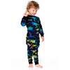 Two-Piece Organic Cotton Pajama Set, Black Dinosaur Print - Pajamas - 2
