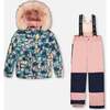 Two-Piece Discover Snowsuit with Printed Jacket, Dusty Pink - Snowsuits - 1 - thumbnail