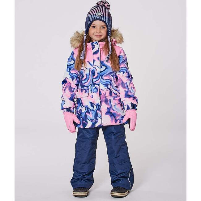 Two-Piece Discover Snowsuit with Printed Jacket, Navy Blue - Snowsuits - 2