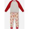 Two-Piece Organic Cotton Pajama Set, Beige Reindeer Print - Pajamas - 3