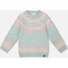 Sweater with Norwegian Jacquard, Turquoise Blue - Sweaters - 1 - thumbnail