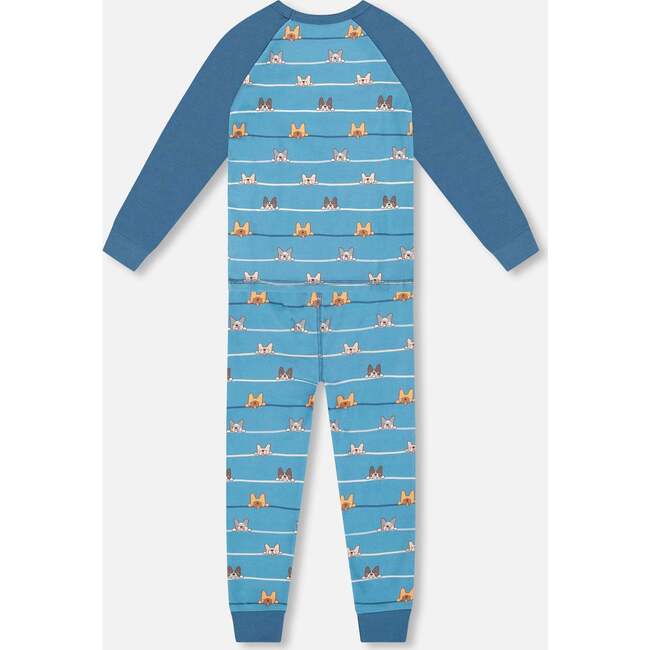 Two-Piece Organic Cotton Pajama Set, Blue Dog Print - Pajamas - 3