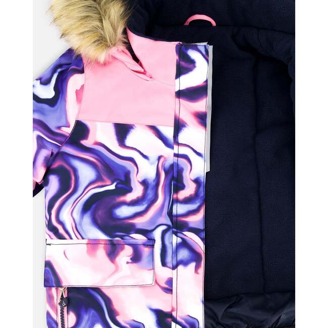 Two-Piece Discover Snowsuit with Printed Jacket, Navy Blue - Snowsuits - 3