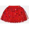 Tulle Skirt with Iridescent Heart Confettis, Red - Skirts - 1 - thumbnail
