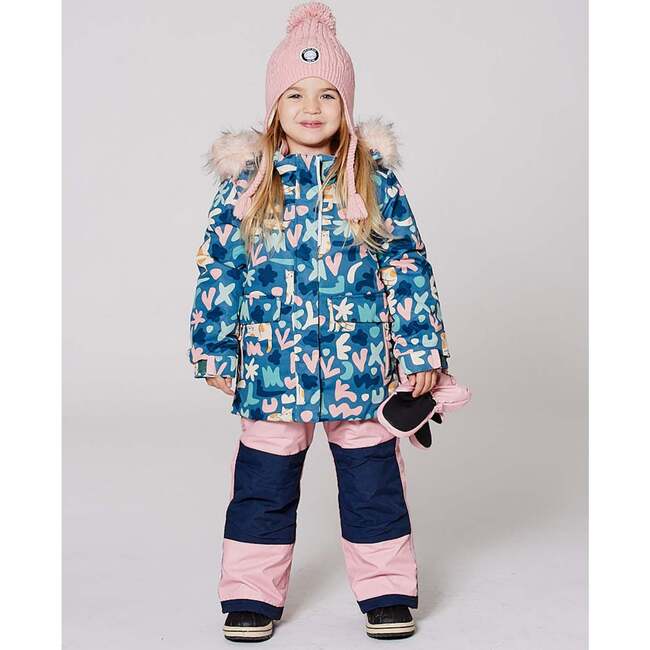 Two-Piece Discover Snowsuit with Printed Jacket, Dusty Pink - Snowsuits - 4