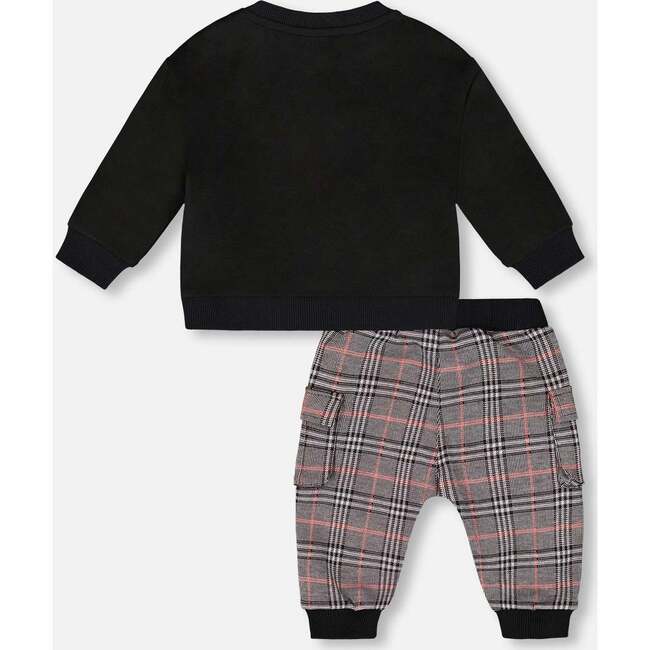 Sweater and Cargo Pants Set with Moose Applique, Black - Mixed Apparel Set - 3