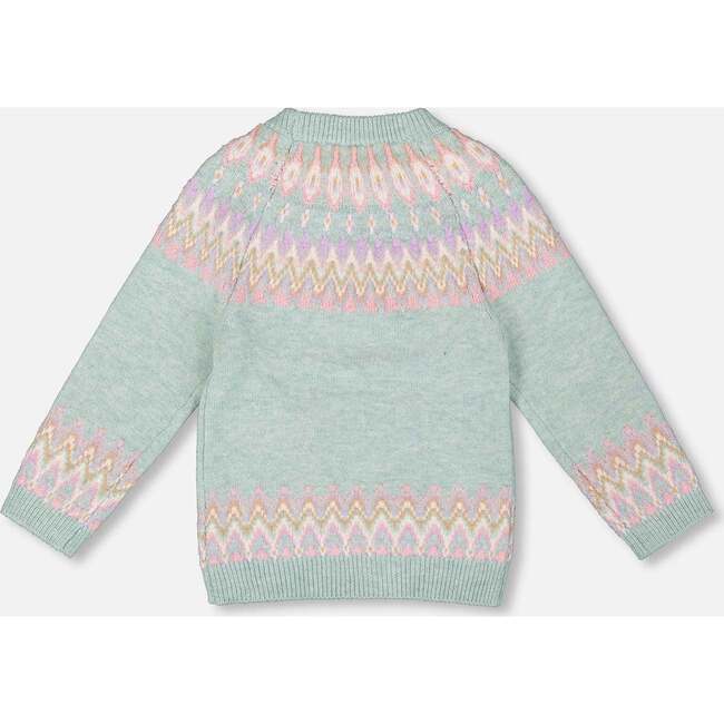 Sweater with Norwegian Jacquard, Turquoise Blue - Sweaters - 4