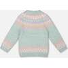 Sweater with Norwegian Jacquard, Turquoise Blue - Sweaters - 4