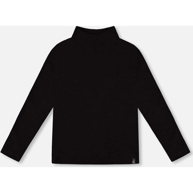 Super Soft Ribbed Mock Neck Top, Black