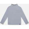 Super Soft Ribbed Mock Neck Top, Blue Gray - Shirts - 1 - thumbnail