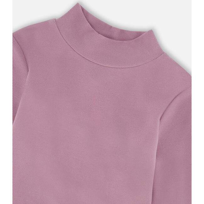 Super Soft Ribbed Mock Neck Top, Purple Gray - Shirts - 3