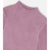 Super Soft Ribbed Mock Neck Top, Purple Gray - Shirts - 3