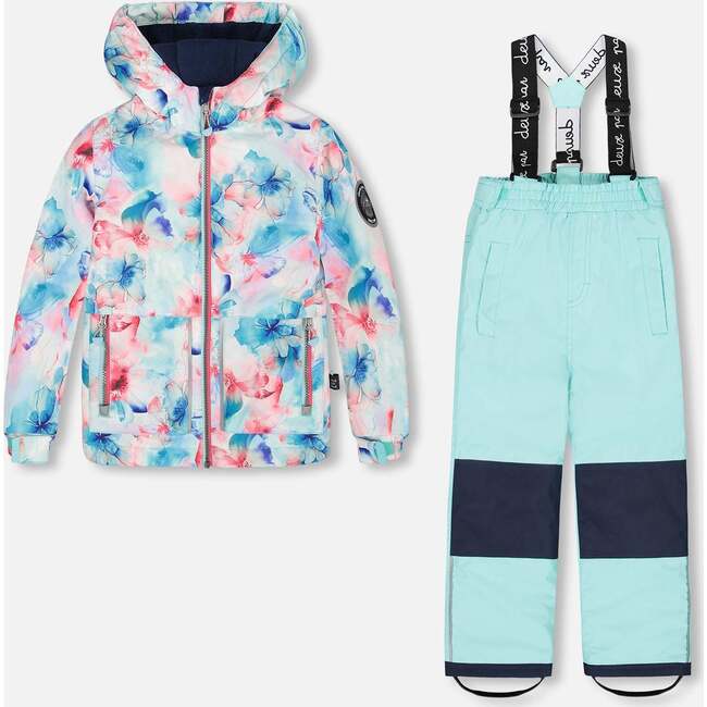 Two-Piece Chill Outerwear Set with Light Insulation, Turquoise Blue