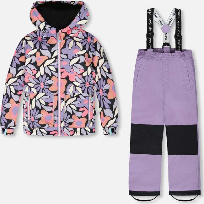 Two-Piece Chill Outerwear Set with Light Insulation, Purple Gray