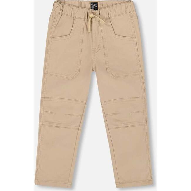 Twill Jogger Pants with Patch Pockets In, Beige
