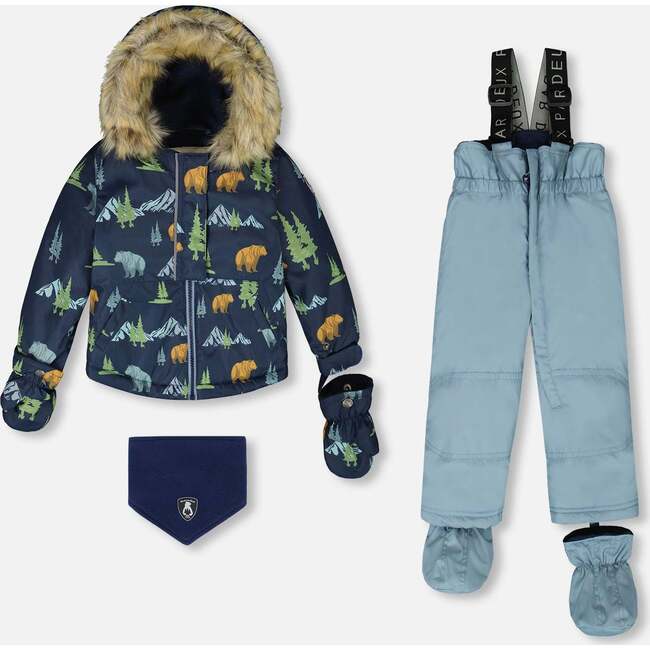 Two-Piece Baby Play Snowsuit, Blue Gray