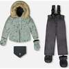 Two-Piece Baby Play Snowsuit with Printed Jacket Sage Green, Dark Gray - Snowsuits - 1 - thumbnail