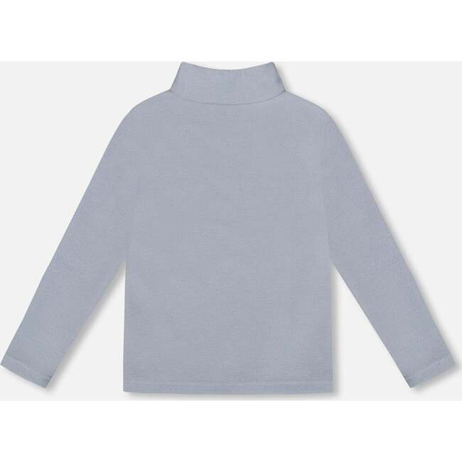 Super Soft Ribbed Mock Neck Top, Blue Gray - Shirts - 3