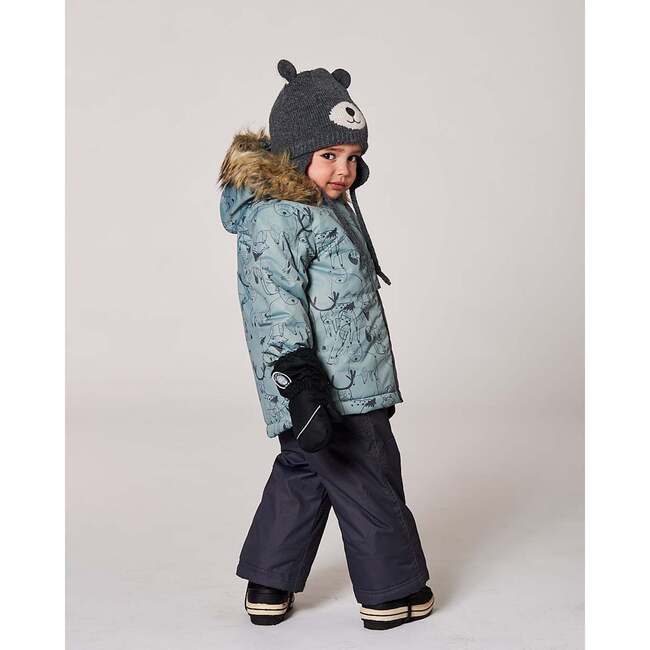 Two-Piece Baby Play Snowsuit with Printed Jacket Sage Green, Dark Gray - Snowsuits - 2
