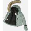 Two-Piece Baby Play Snowsuit with Printed Jacket Sage Green, Dark Gray - Snowsuits - 3
