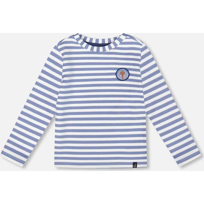 Super Soft Long Sleeve Striped Jersey T-Shirt Light Blue, Blue Stripe