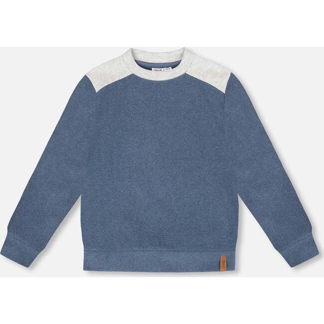 Super Soft Long Sleeve Flat Back Rib Top with Elbow Patches, Navy Blue