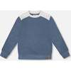 Super Soft Long Sleeve Flat Back Rib Top with Elbow Patches, Navy Blue - Sweatshirts - 1 - thumbnail