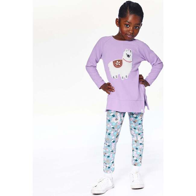 Super Soft Brushed Jersey Tunic with Lama, Purple - Tank Tops - 2