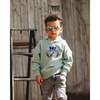 Super Soft Hooded Brushed Jersey Sweatshirt with Graphic Print Green, Jade Green - Sweatshirts - 2