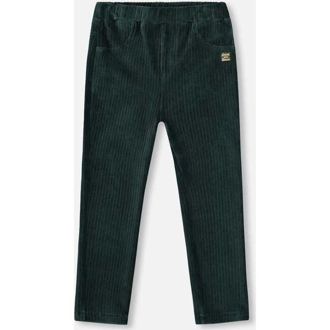 Stretch Velour Rib Treggings, Dark Green