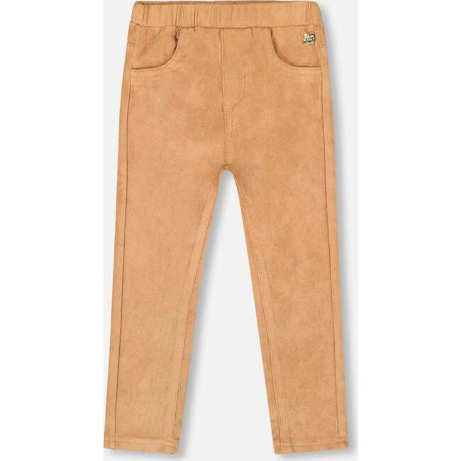 Stretch Suede Treggings, Light Pecan Brown