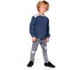 Super Soft Long Sleeve Flat Back Rib Top with Elbow Patches, Navy Blue - Sweatshirts - 2