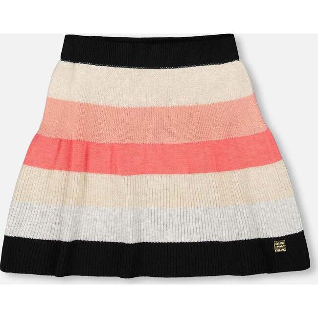 Striped Knit Skirt Beige Black and Pink, Beige, Black and Pink